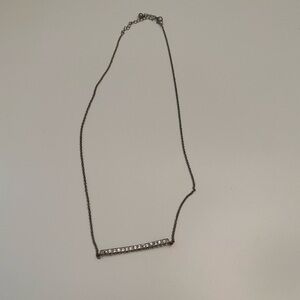 Silver and rhinestone bar necklace
